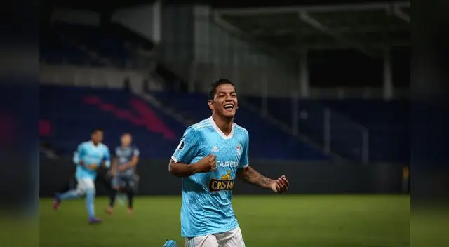 Festejo de Grimaldo por su gol marcado en la goleada 4-0 ante el Blooming.