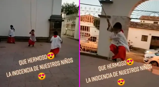 Los pequeños jugaron tocando las campanas. Los pequeños jugaron tocando las campanas.