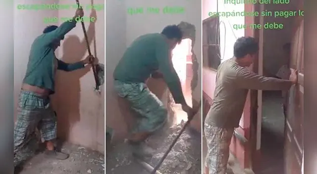 Rompe la pared de su casa para llegar a su inquilino y cobrarle la deuda y se vuelve viral en redes sociales. Rompe la pared de su casa para llegar a su inquilino y cobrarle la deuda y se vuelve viral en redes sociales.