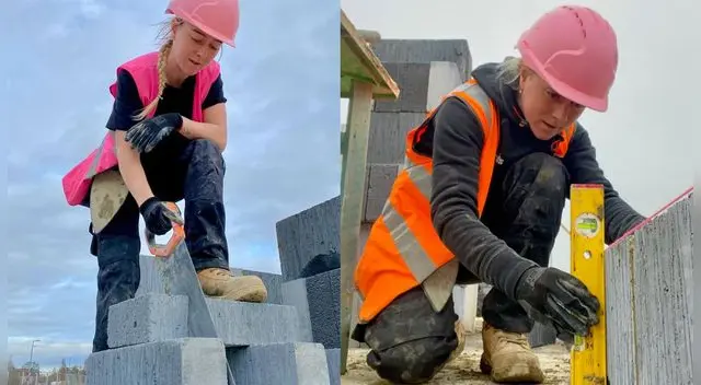 Mujer albañil se hace viral en TikTok por su trabajo y responde las criticas que le hicieron.