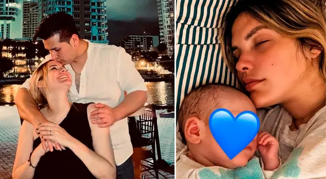 Cassandra Sánchez feliz por la buena salud de su bebé.