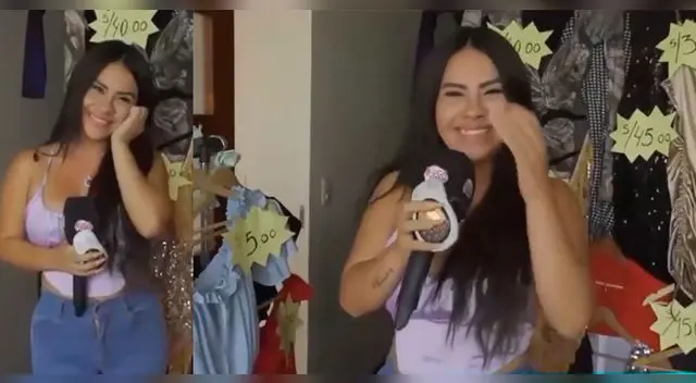 Thamara Gómez se emocionó al mostrar las prendas que está rematando.