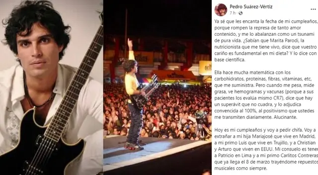 Pedro Suárez Vértiz cumple 53 años y agradece a fans por seguir escuchando su música Pedro Suárez Vértiz cumple 53 años y agradece a fans por seguir escuchando su música