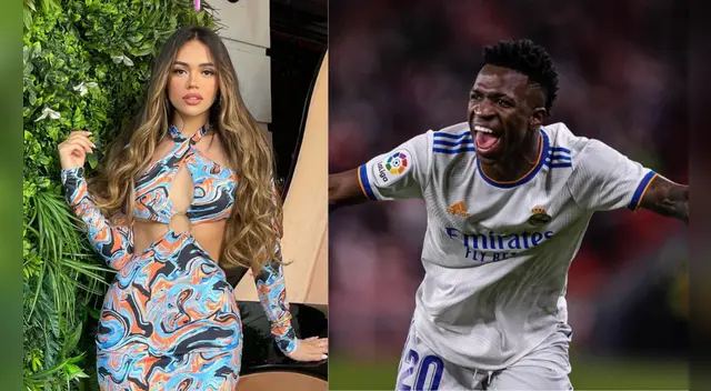 Mayra Goñi estuvo casi un mes en Madrid el año pasado, ciudad donde radica el futbolista Vinícius Júnior. Foto: Mayra Goñi /Instagram,  Vinícius Júnior/Instagram