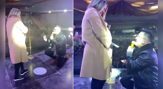 Deyvis Orosco aprovechó su concierto por San Valentín para pedirle matrimonio a la madre de su hijo. Foto: Cassandra Sánchez La Madrid/Instagram
