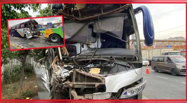 Bus en la panamericana sur choca contra tráiler estacionado. Bus en la panamericana sur choca contra tráiler estacionado.
