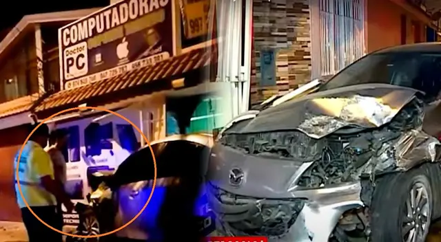 Auto terminó impactando contra vivienda y negocio Auto terminó impactando contra vivienda y negocio