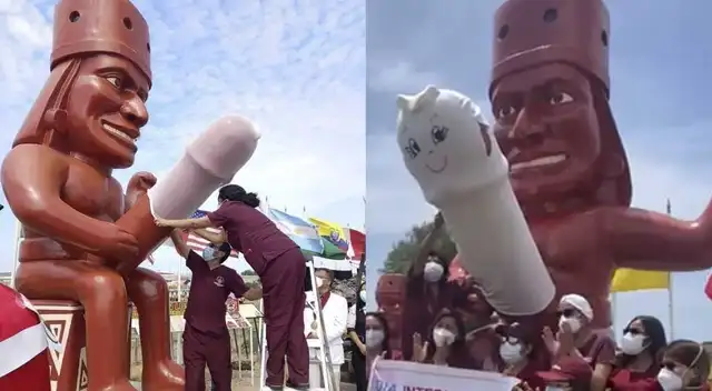 Figura Moche fue revestida con un condón tamaño enorme. Figura Moche fue revestida con un condón tamaño enorme.