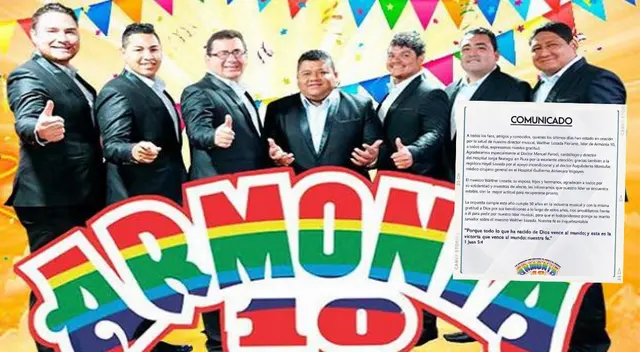 Armonía 10 emite comunicado sobre estado de salud de su director musical.