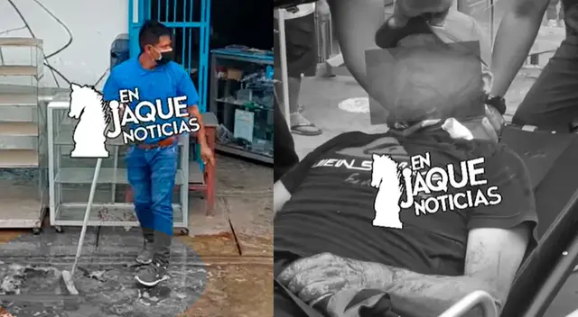 Anciano se corta el cuello con una vitrina