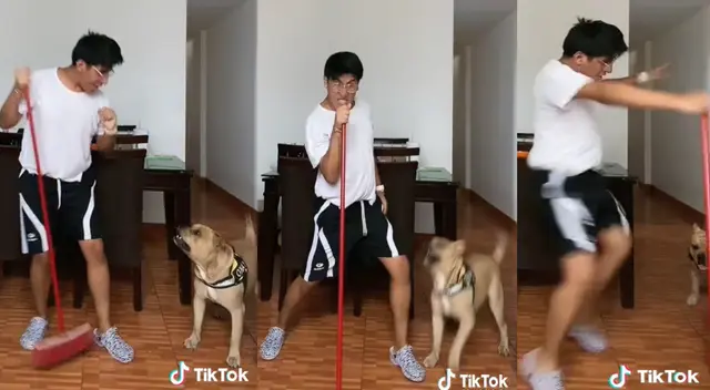 Singular escena del dueño y su mascota se hizo viral en las redes sociales.