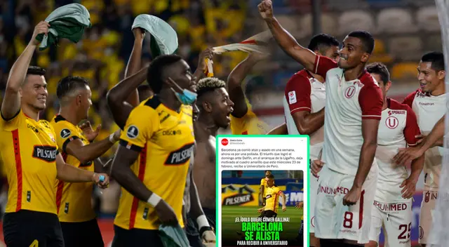 Universitario visita hoy a Barcelona SC de Ecuador por la Fase 2 de la Copa Libertadores de América. Universitario visita hoy a Barcelona SC de Ecuador por la Fase 2 de la Copa Libertadores de América.