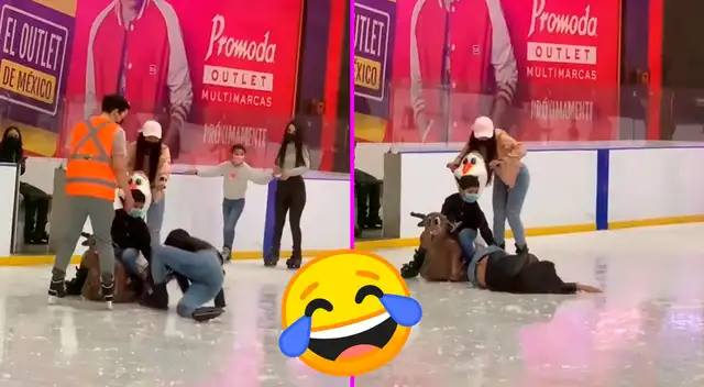 Las jóvenes no pudieron mantener el equilibrio.