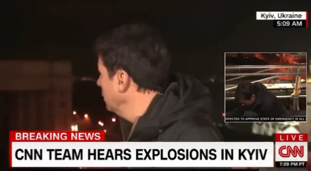 La cadena CNN reportó que se escucharon explosiones en Kiev tras anuncio de Vladimir Putin. La cadena CNN reportó que se escucharon explosiones en Kiev tras anuncio de Vladimir Putin.