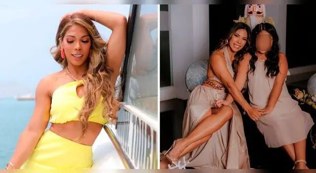 Karen Dejo feliz junto a su familia.