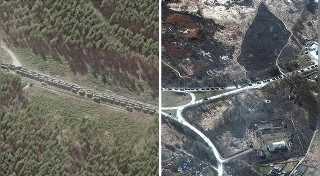 Convoy ruso a las afueras de Kiev Convoy ruso a las afueras de Kiev