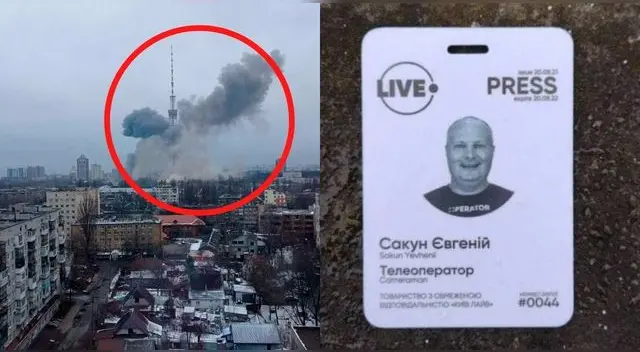Un camarógrafo del canal Kiev Live murió en el ataque a la torre de TV de Kiev ayer martes.