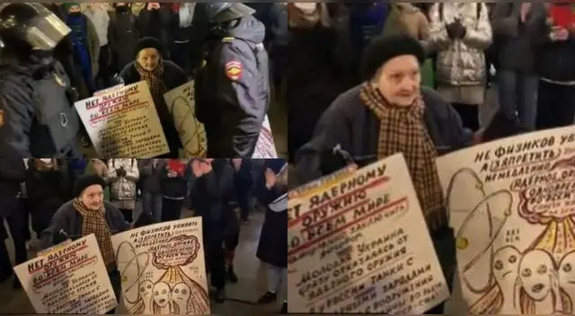 La adulta mayor fue detenida por la policía rusa en medio de una protesta en contra de la guerra. La adulta mayor fue detenida por la policía rusa en medio de una protesta en contra de la guerra.