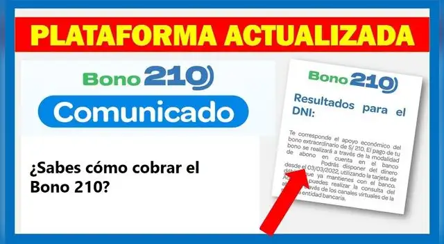Hoy inicia el pago del Bono 210.
