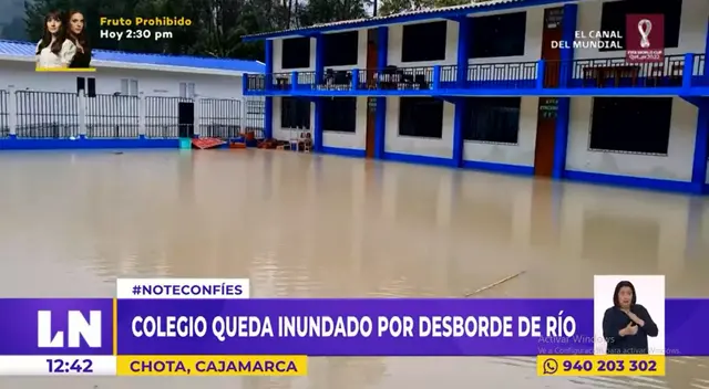 Cajamarca: colegio queda inundado por desborde de río en Chota [VIDEO]