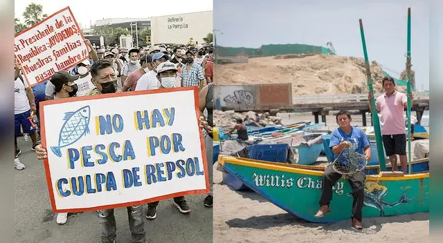 Pescadores de Chancay afirman que han recurrido a las ollas comunes debido a la falta de trabajo por el derrame de crudo de Repsol. Foto: composición La República