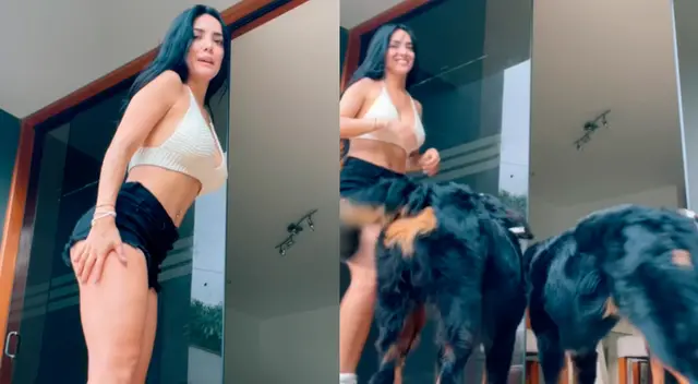 La chica reality Rosángela Espinoza intentó hacer un tutorial con los pasos de Anitta; sin embargo, sus mascotas se impidieron.