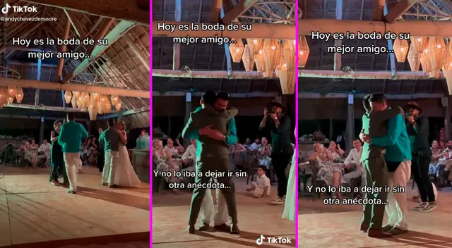 El joven corrió y pidió un baile con su mejor amigo. El joven corrió y pidió un baile con su mejor amigo.