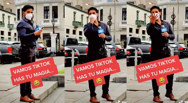 Singular escena del reportero se hizo viral en las redes sociales.