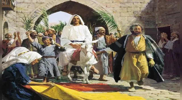 Jesús haciendo su ingreso triunfal a Jerusalén en Domingo de Ramos Jesús haciendo su ingreso triunfal a Jerusalén en Domingo de Ramos