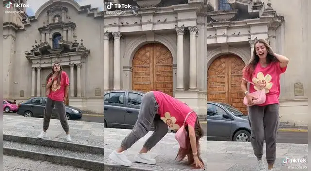 La chica prometió bailar en Plaza Constitución de Huancayo. Foto: captura de TikTok/GLR La chica prometió bailar en Plaza Constitución de Huancayo. Foto: captura de TikTok/GLR