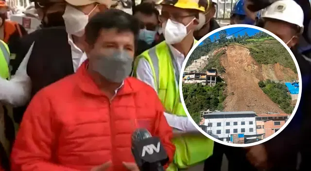 Pedro Castillo llegó hasta la zona donde ocurrió el deslizamiento de tierra. Pedro Castillo llegó hasta la zona donde ocurrió el deslizamiento de tierra.