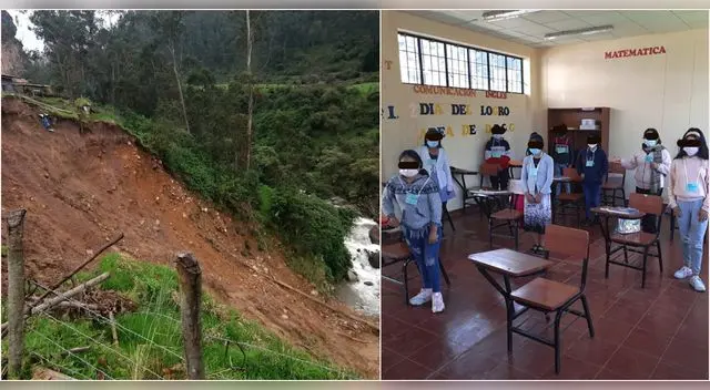Escolares del colegio Jorge Basadre en peligro por deslizamiento de cerro en La Libertad.