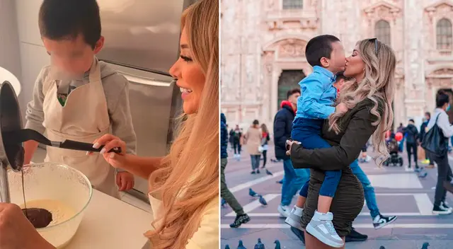 Paula Manzanal celebra junto a su hijo Valentino.