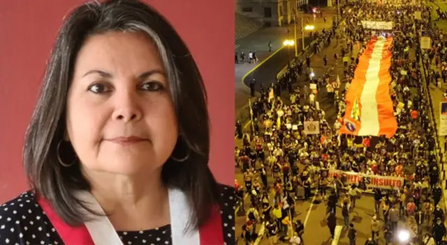 Exparlamentaria participa de marcha contra la excarcelación de Fujimori.