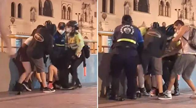 La jóvenes protagonizaron una singular pelea en pleno Centro de Lima. La jóvenes protagonizaron una singular pelea en pleno Centro de Lima.