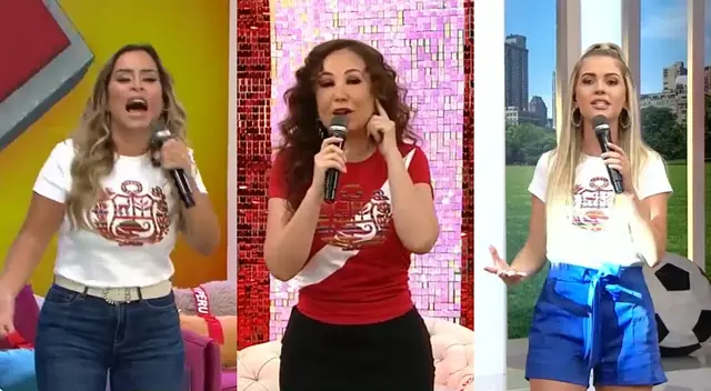 Conductoras de América Hoy iniciaron el programa con mensajes de emoción a la selección peruana de fútbol antes de su partida. Conductoras de América Hoy iniciaron el programa con mensajes de emoción a la selección peruana de fútbol antes de su partida.