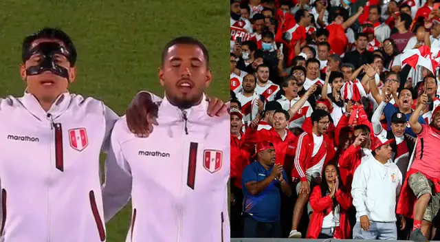 Hinchas cantaron el Himno Nacional a todo pulmón.