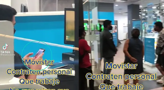 Mujer graba asesores de Movistar en sus redes sociales en horario de trabajo. Mujer graba asesores de Movistar en sus redes sociales en horario de trabajo.