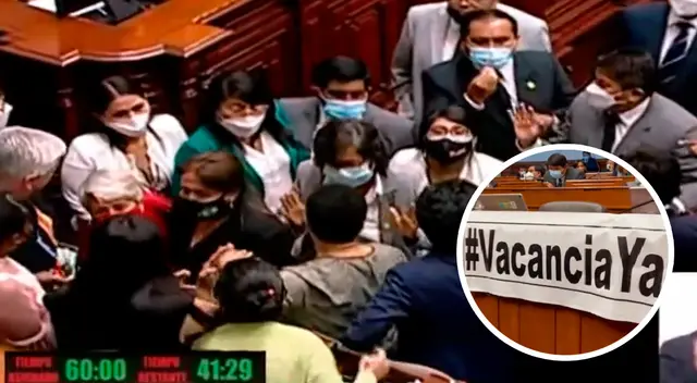 Ello llevó a que la presidenta del Congreso, María del Carmen Alva, suspenda la sesión y llame a junta de portavoces.