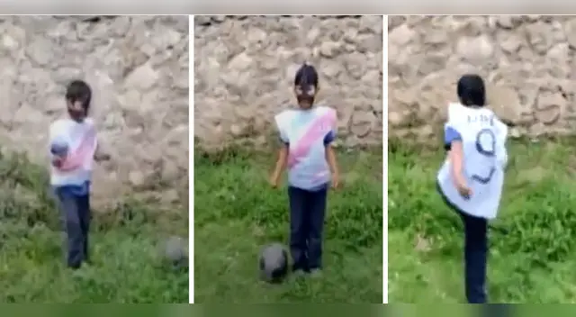 Niño de cinco años alienta con camiseta de plástico a la blanquirroja.