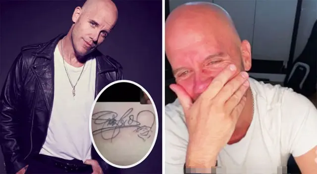 Gian Marco se sorprende por fan que se tatuósu firma en la muñeca. Gian Marco se sorprende por fan que se tatuósu firma en la muñeca.