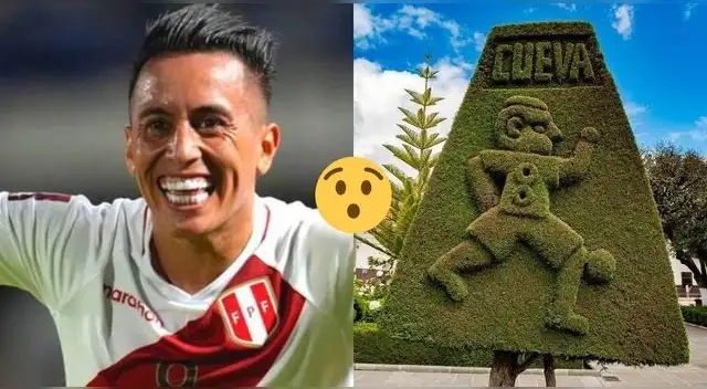 ¡Lo quieren! La imagen de Christian Cueva se luce en la Plaza de Armas de Huamachuco.