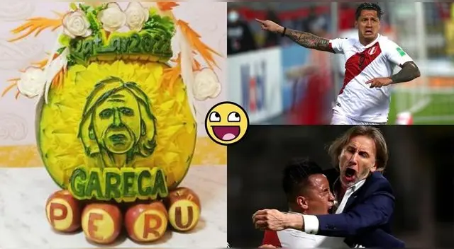 Peruano talló el rostro de Ricardo Gareca en un zapallo y la cara de Christian Cueva y Gianluca Lapula en dosgrandes sandías