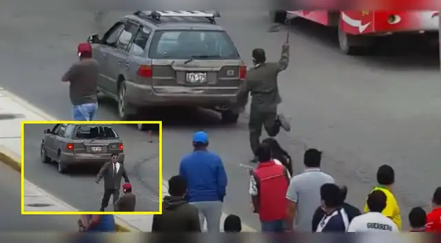Hombre rompe parabrisas en pleno paro de transportistas.