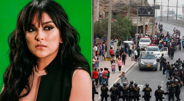 Daniela Darcourt apoya a manifestantes del paro. Daniela Darcourt apoya a manifestantes del paro.