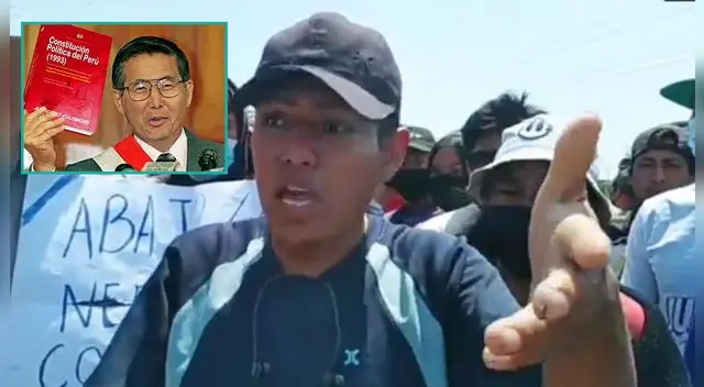 Protestantes rechazan la Constitución que se formuló durante el gobierno de Alberto Fujimori.