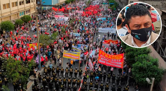 Parlamentario participó de la movilización de hoy en la avenida Abancay.