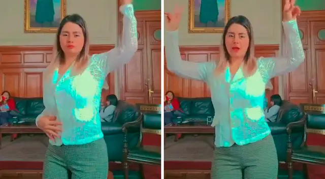 Tania Ramírez, de Fuerza Popular, se grabó en un video para TikTok dentro de las instalaciones del Congreso de la República. Tania Ramírez, de Fuerza Popular, se grabó en un video para TikTok dentro de las instalaciones del Congreso de la República.