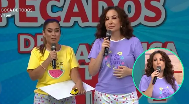 Las conductoras de América Hoy aprovecharon para salir al aire en pijama, y Ethel Pozo no pudo con su genio al bromearle a Janet Barboza.