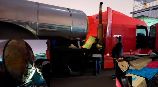 El vehículo, parte de la mercadería y los PNP en pleno trabajo El vehículo, parte de la mercadería y los PNP en pleno trabajo